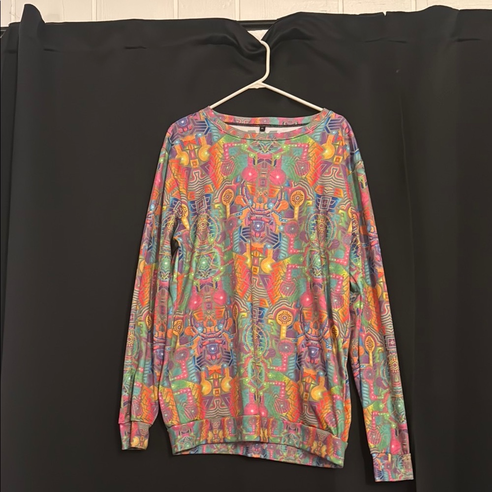Trippy fractal Tetramode Fractal Sweatshirt with Vibrant Abstract Design
